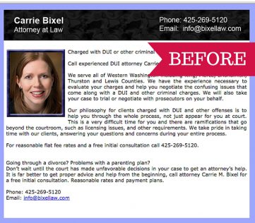 Bixel Law website before it was redesigned by Fingerprint Marketing