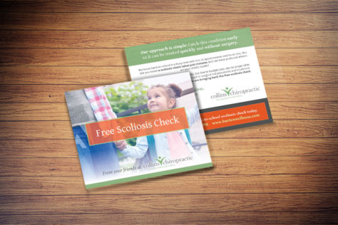 Collins Chiropractic Free Scoliosis Check postcard designed by Fingerprint Marketing