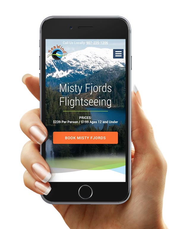 SeaWind Aviation portfolio website mockup Mobile Hand