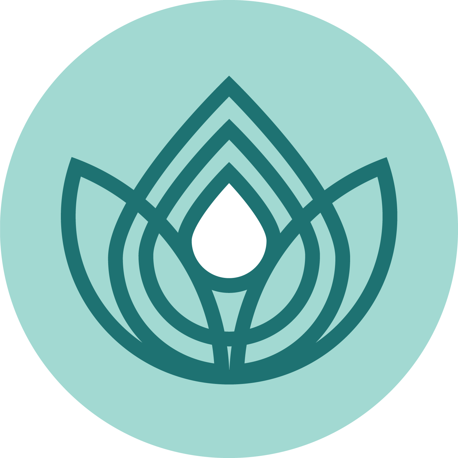 Evolve180 Logo lotus color dark teal in light teal circle