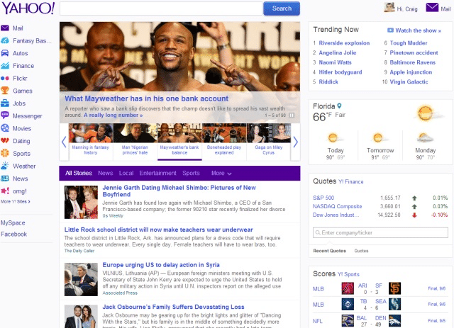 yahoo home page