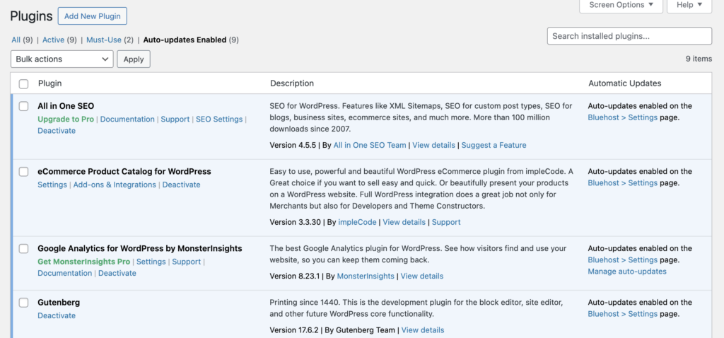 WordPress Plugin updates example.